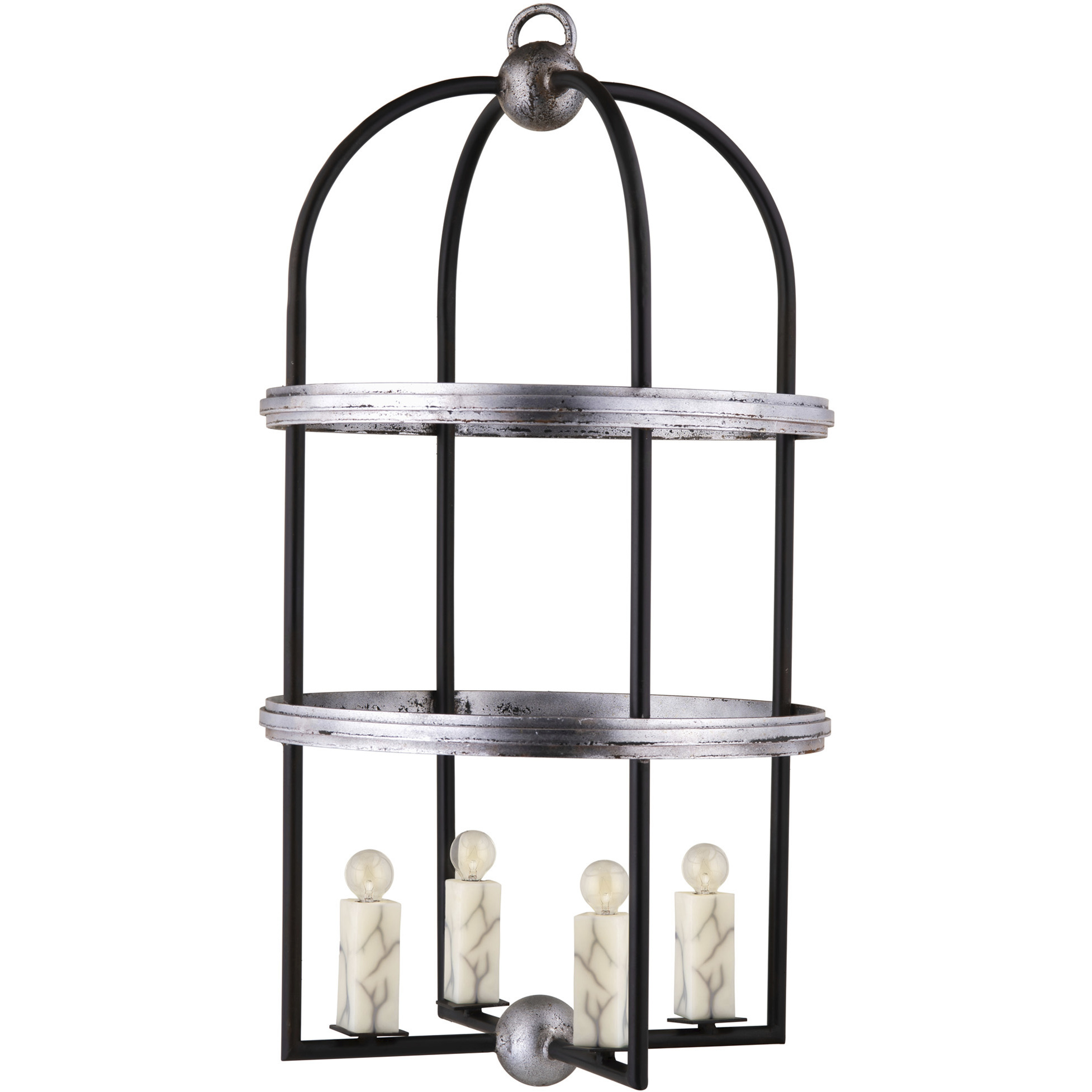 Lowcountry 4 Light Matte Black and Antique Silver Pendant Ceiling Light