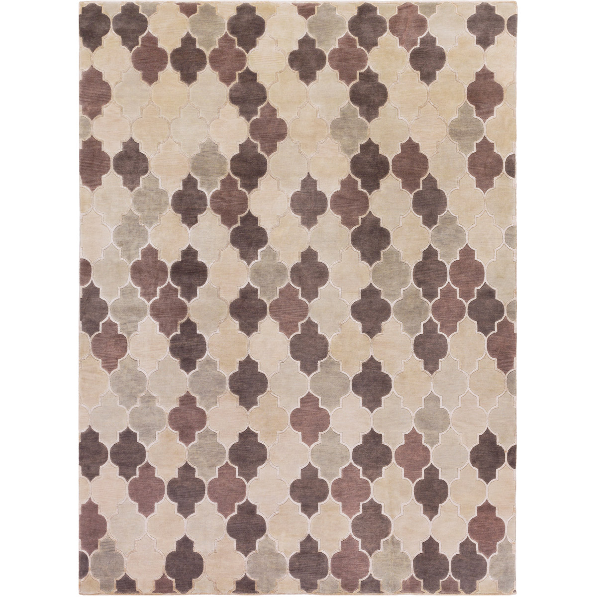 Mugal 36 X 24 inch Khaki, Taupe, Charcoal, Camel Rug