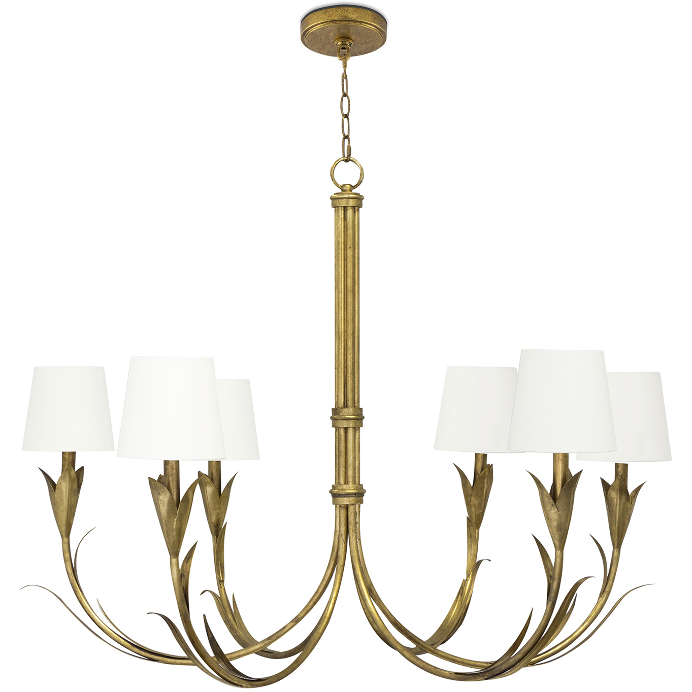 River Reed 6 Light 41 inch Gold Chandelier Ceiling Light, Small