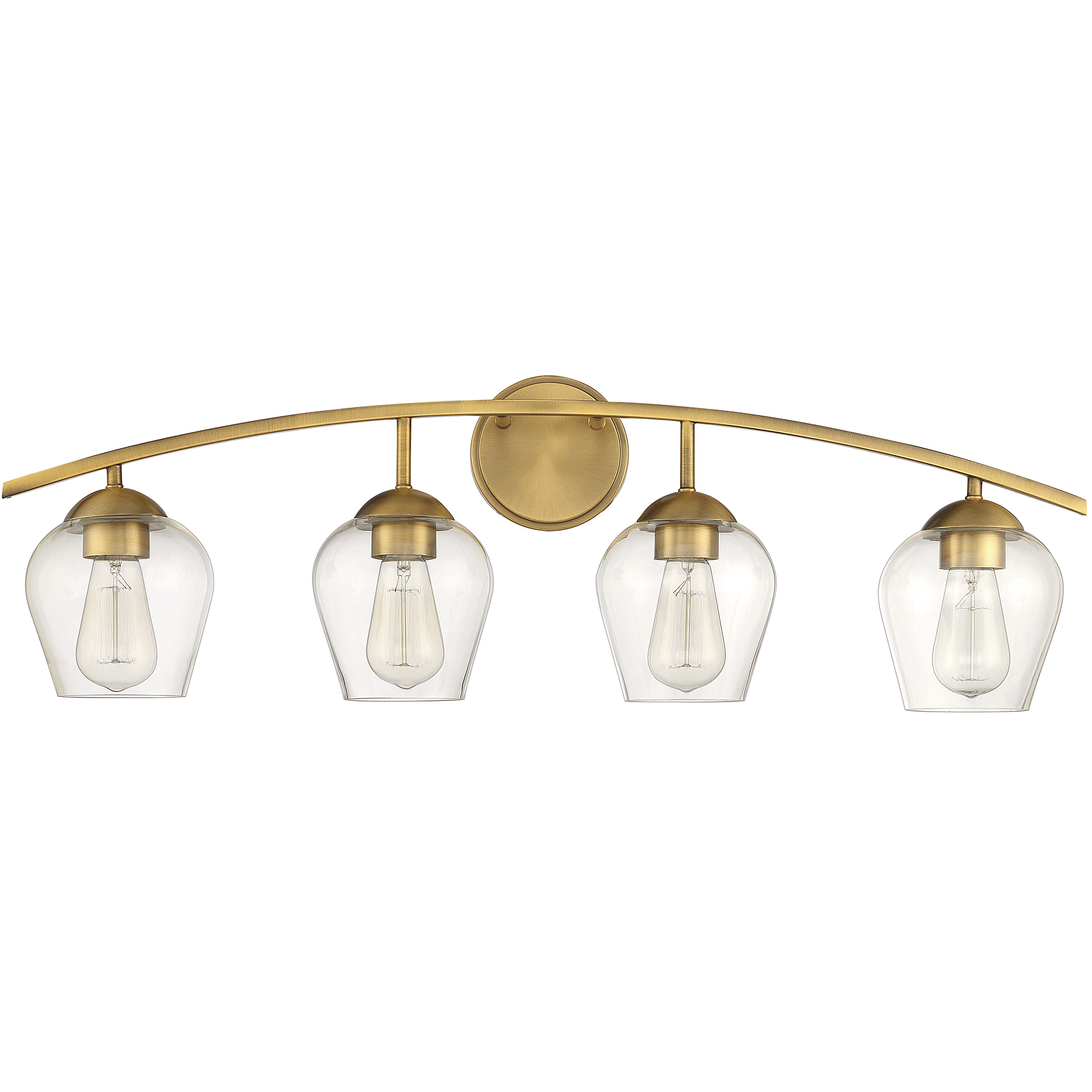 Transitional 4 Light 32.75 inch Natural Brass Bathroom Vanity Light Wall Light
