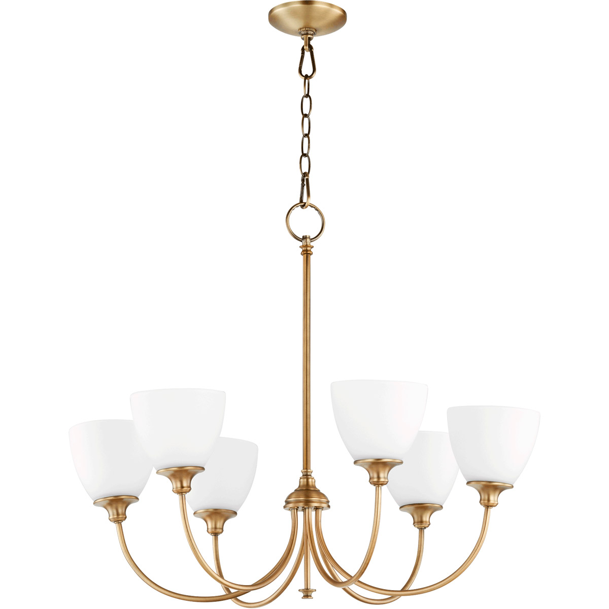 Celeste 6 Light 28 inch Aged Brass Chandelier Ceiling Light, Satin Opal