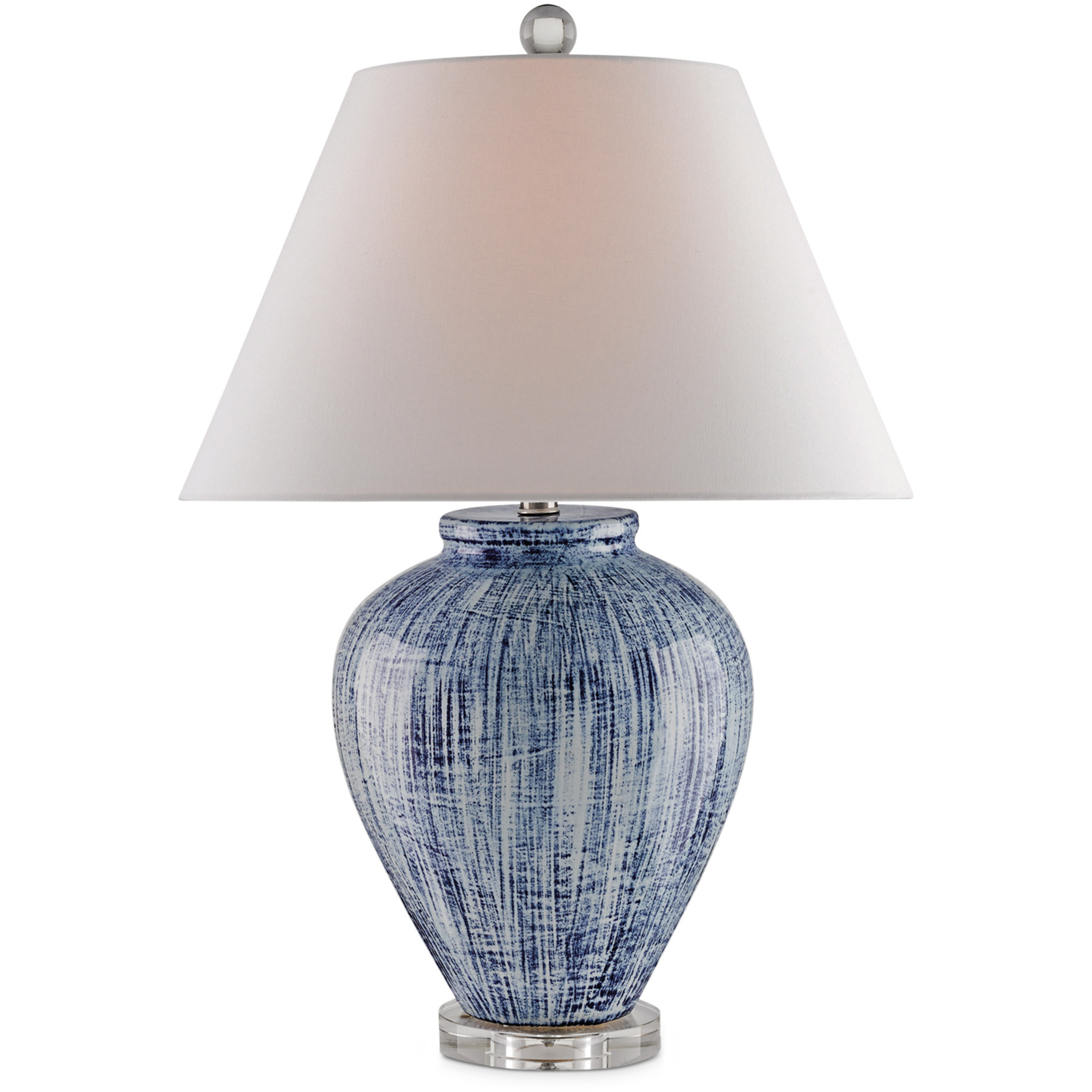 Malaprop 27.5 inch 150 watt Blue and White and Clear Table Lamp Portable Light