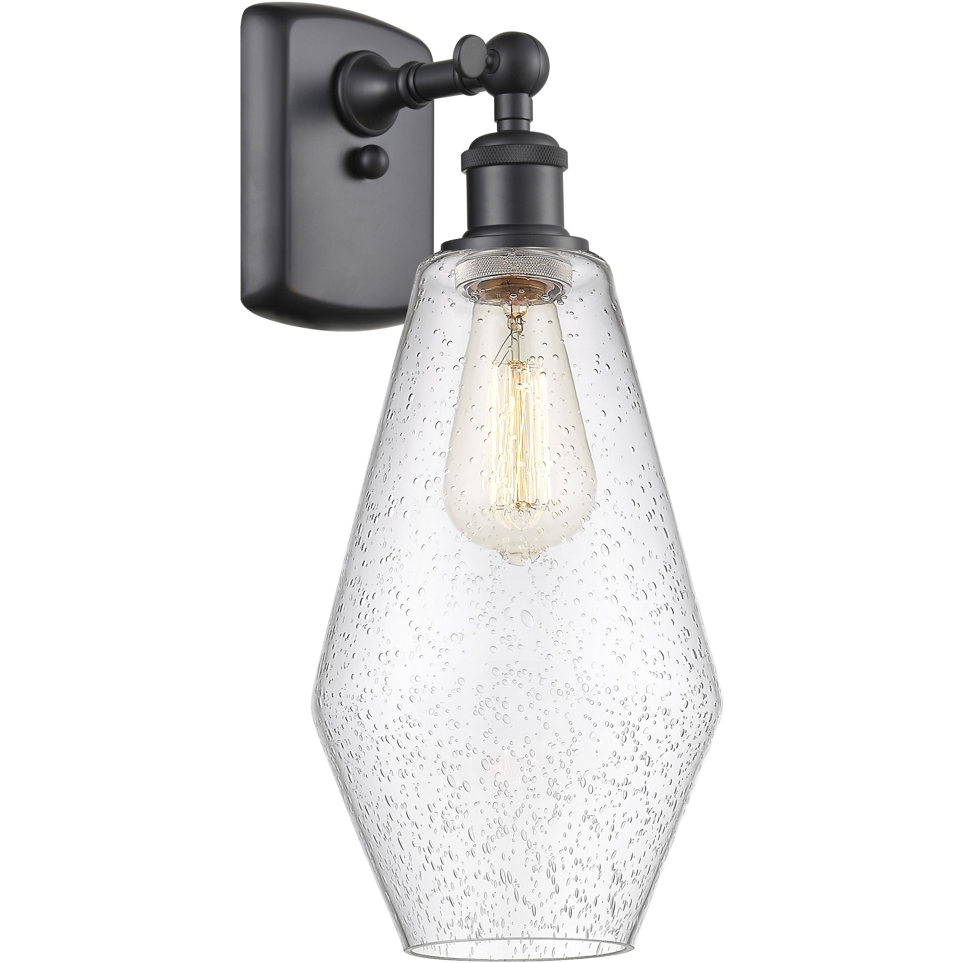 Ballston Cindyrella LED 7 inch Matte Black Sconce Wall Light in Seedy Glass