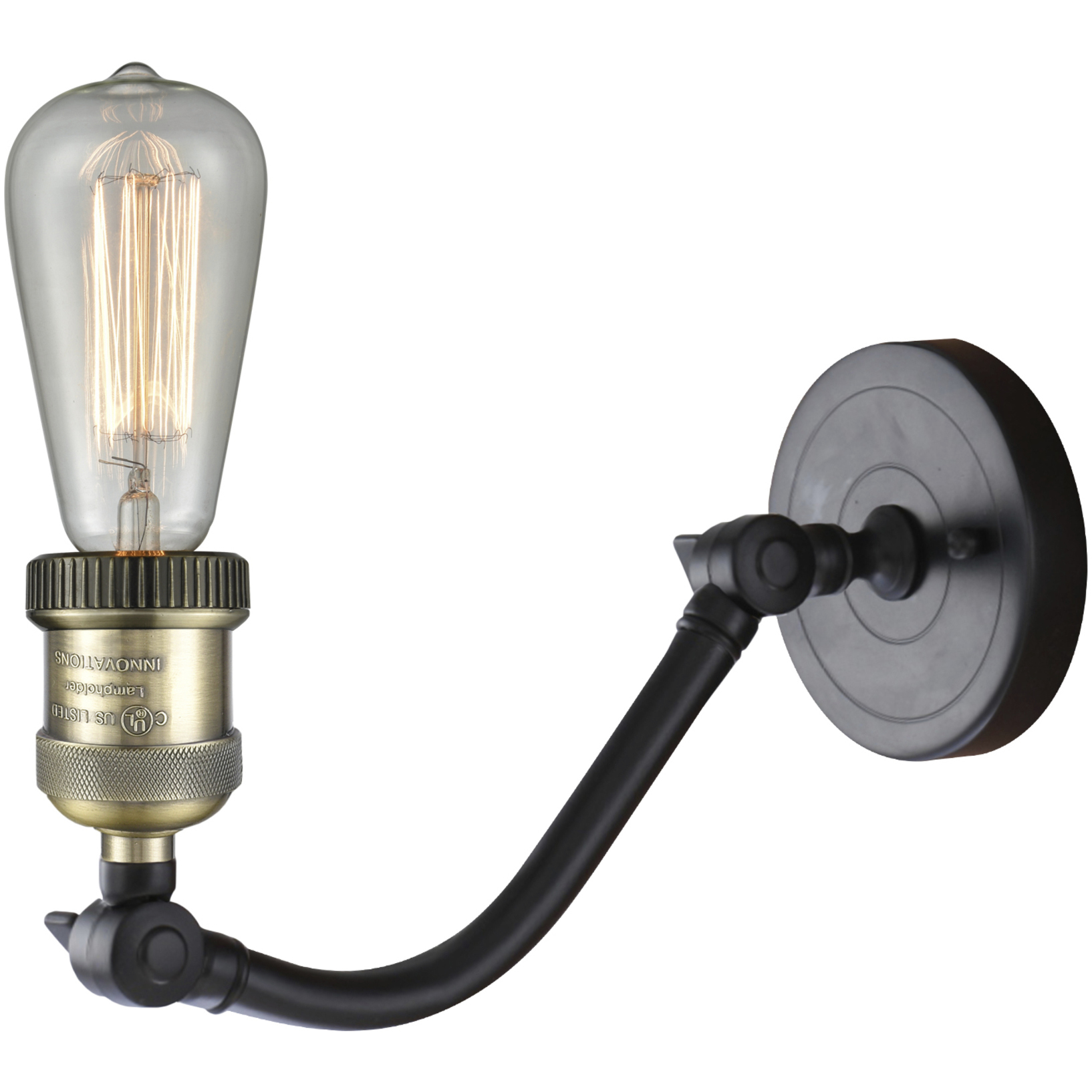 Franklin Restoration Small Cone 1 Light 7 inch Black Antique Brass Sconce Wall Light in Seedy Glass, Franklin Restoration