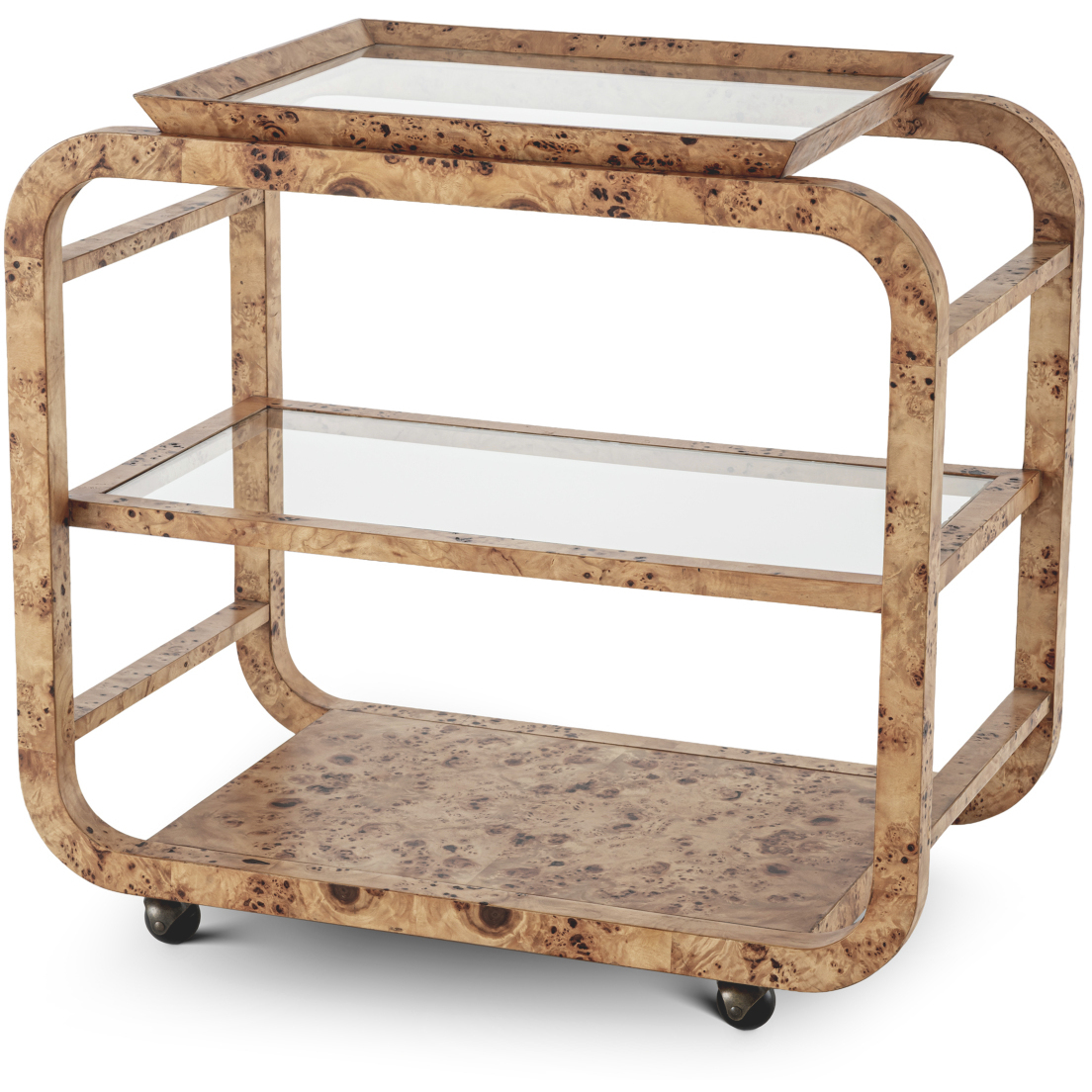 Mayfair Light Brown Mappa Burl Veneer Trolley