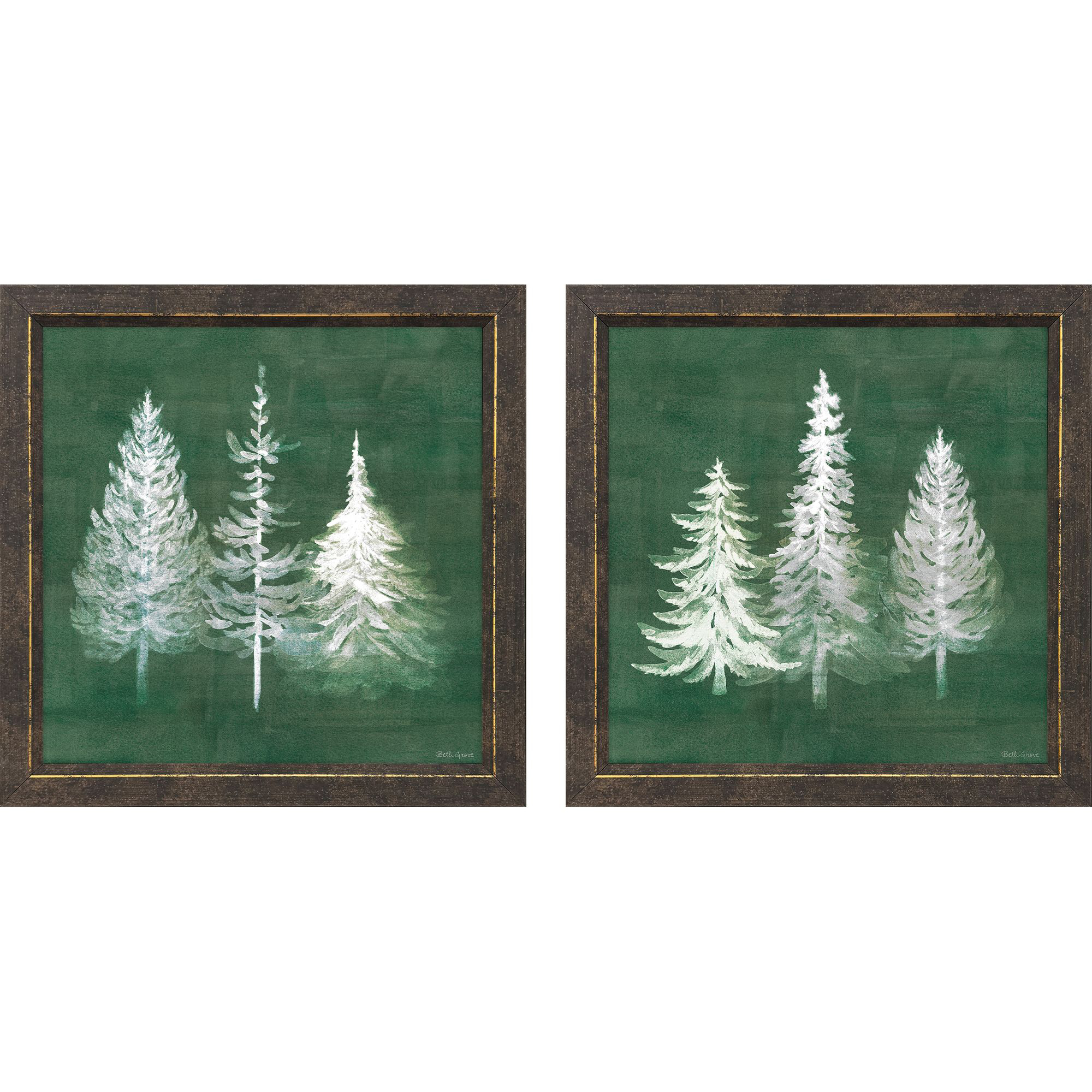 Wooded Winter II Green and Beige and White Framed Art, Propac