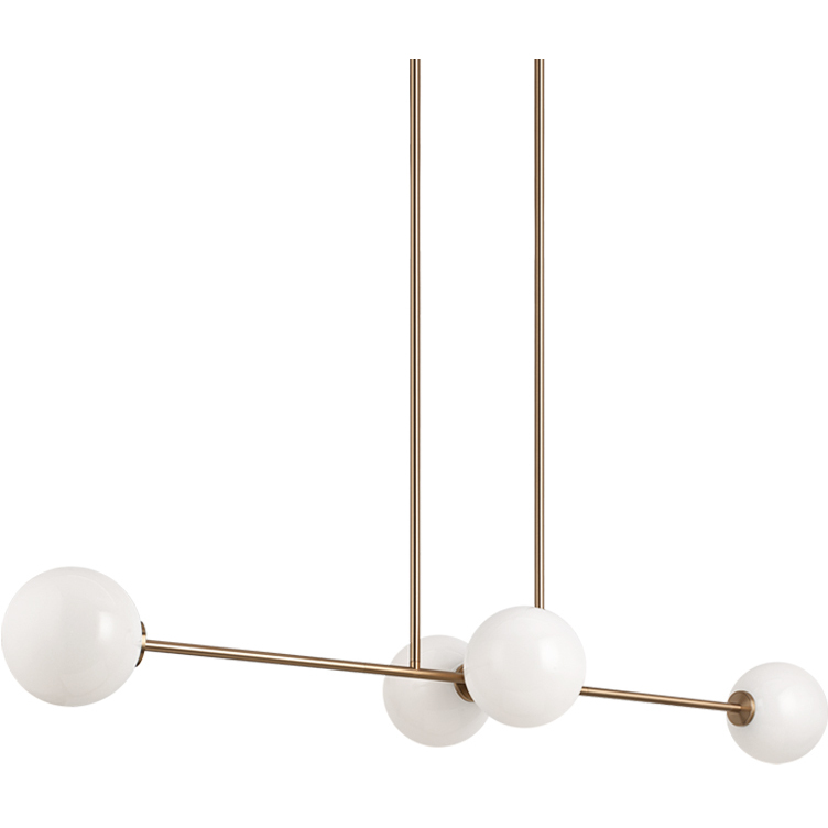 Novo 4 Light 13.25 inch Aged Gold Brass Chandelier Ceiling Light in Aged Gold Brass and Opal Glass