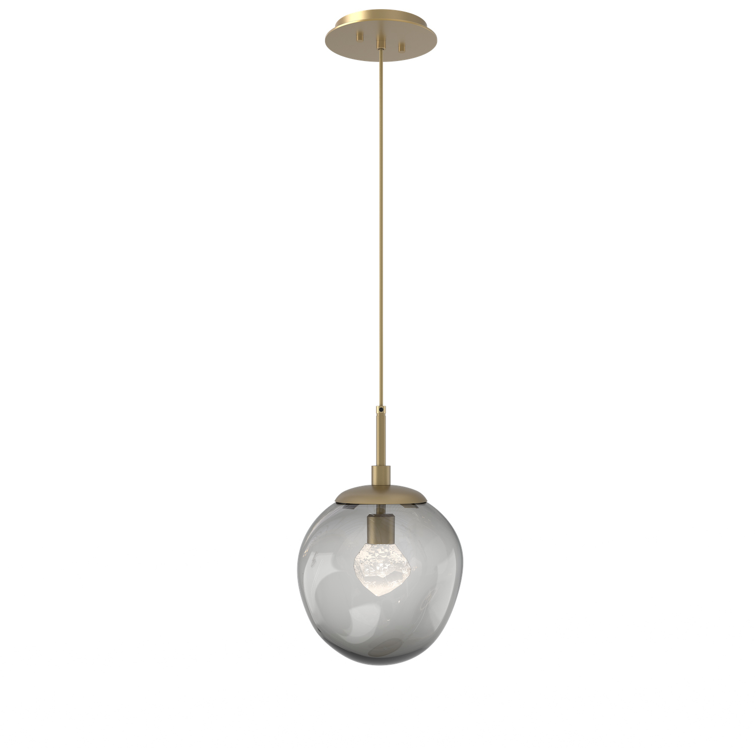 Aster LED LED 10 inch Gilded Brass Pendant Ceiling Light in 3000K LED, Zircon Inner - Smoke Outer