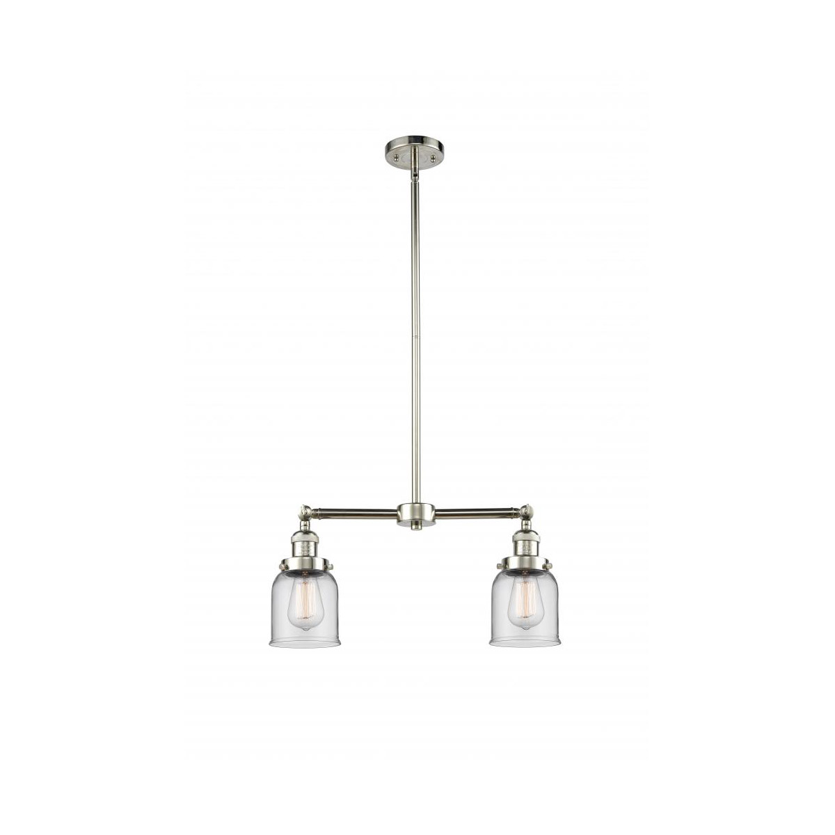 Franklin Restoration Small Bell 2 Light 21 inch Polished Nickel Chandelier Ceiling Light in Clear Glass, Franklin Restoration