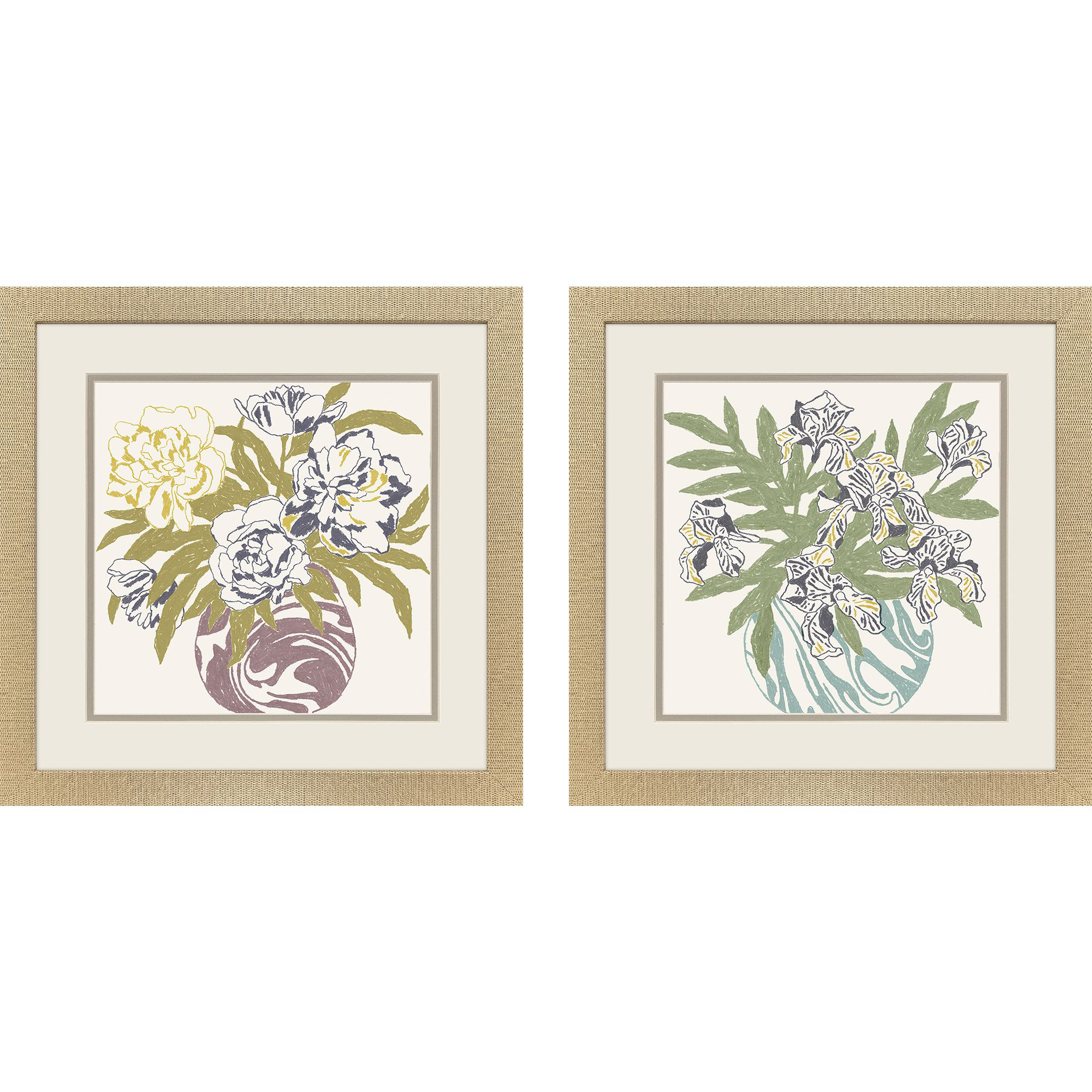 Marble Vase II Green and Blue and Yellow and Rust Framed Art, Propac