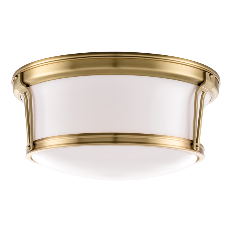 Newport 3 Light 15 inch Aged Brass Flush Mount Ceiling Light