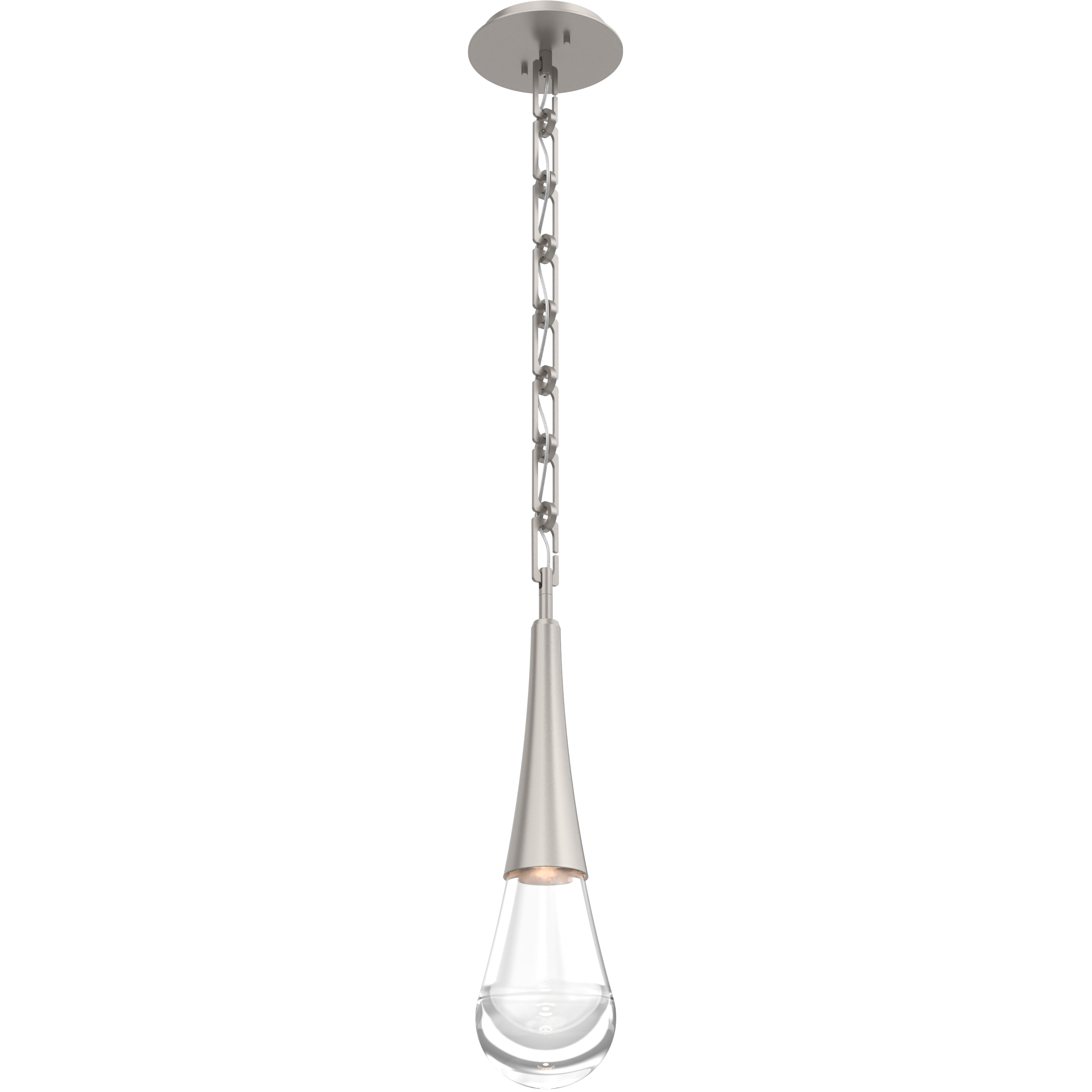 Raindrop LED 6 inch Beige Silver Pendant Ceiling Light in 2700K LED, Rectangular Chain