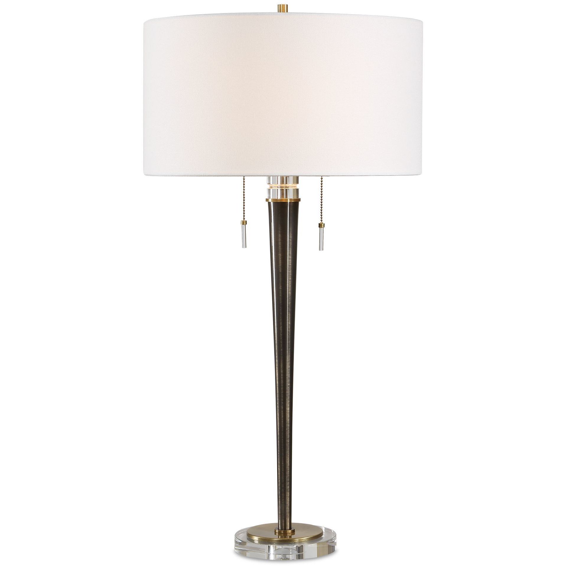 Winchester 33.5 inch 60 watt Antique Brass and Crystal Table Lamp Portable Light