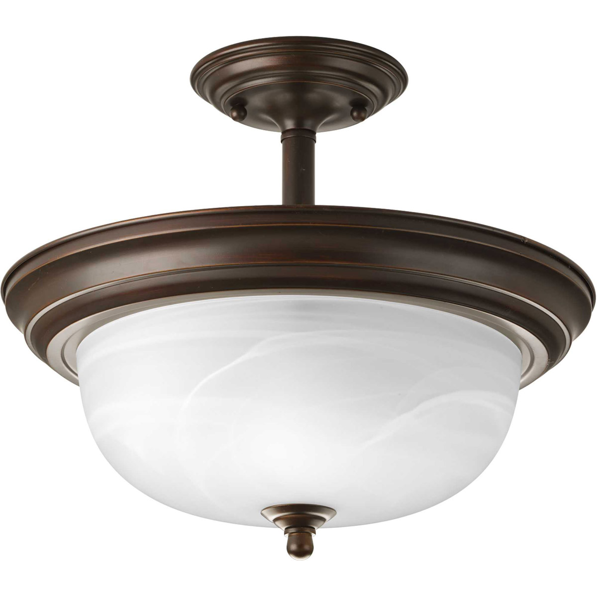 Dome Glass CTC 2 Light 13.19 inch Antique Bronze Semi-Flush Mount Convertible Ceiling Light