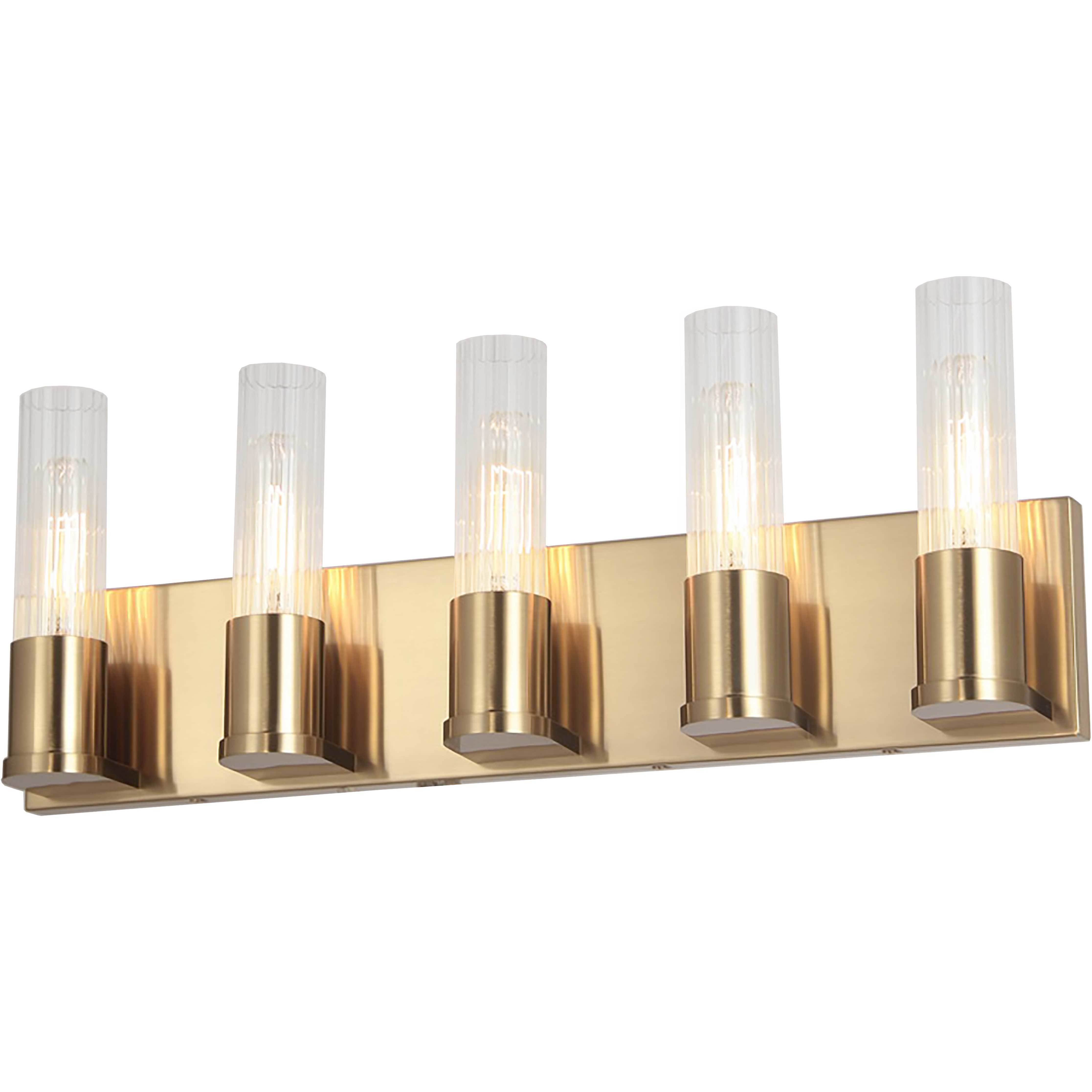 Tube 5 Light 22 inch Aged Brass Vanity Light Wall Light