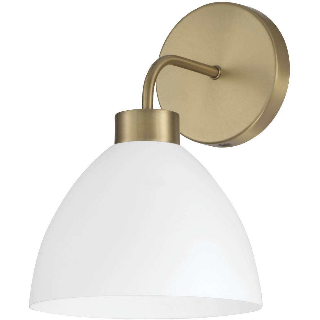 Ross 1 Light 7.5 inch Aged Brass Sconce Wall Light in Matte White