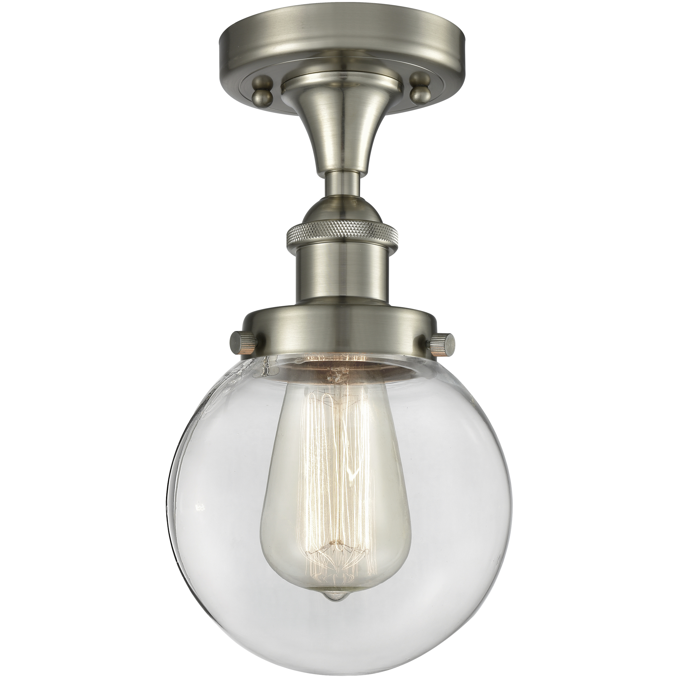 Beacon 1 Light 6.5 inch Brushed Satin Nickel Semi-Flush Mount Ceiling Light