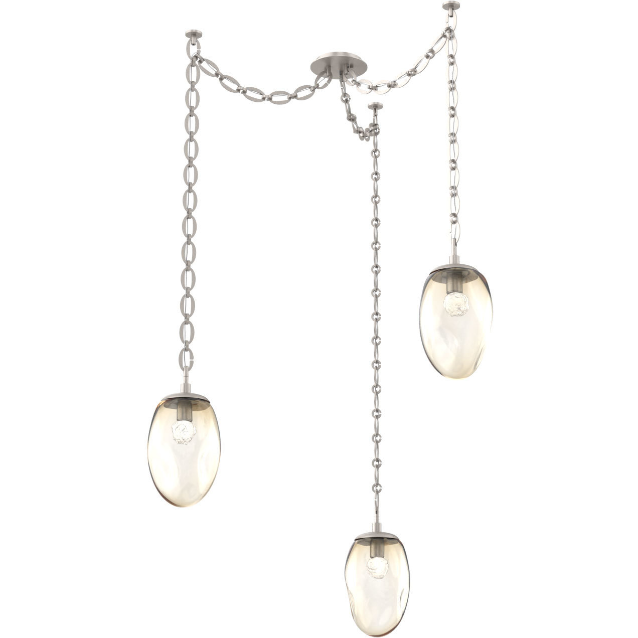 Meteo LED 17 inch Beige Silver Swag Multi-Pendant Ceiling Light in 2700K LED, Floret Inner - Amber Outer, Oval Chain