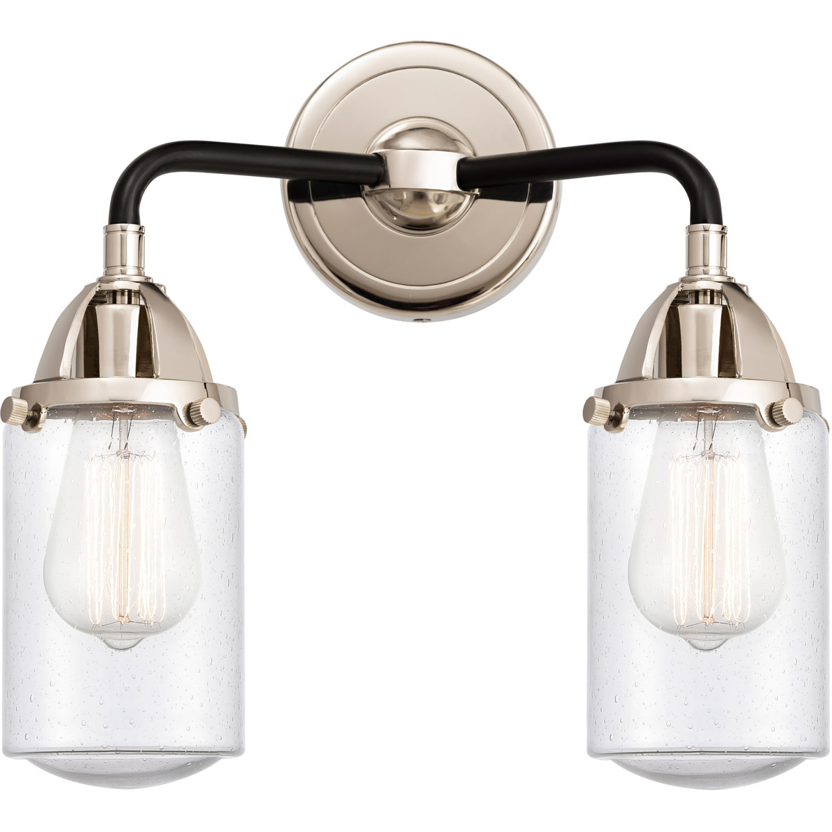 Nouveau 2 Dover 2 Light 13 inch Black Polished Nickel Bath Vanity Light Wall Light in Seedy Glass