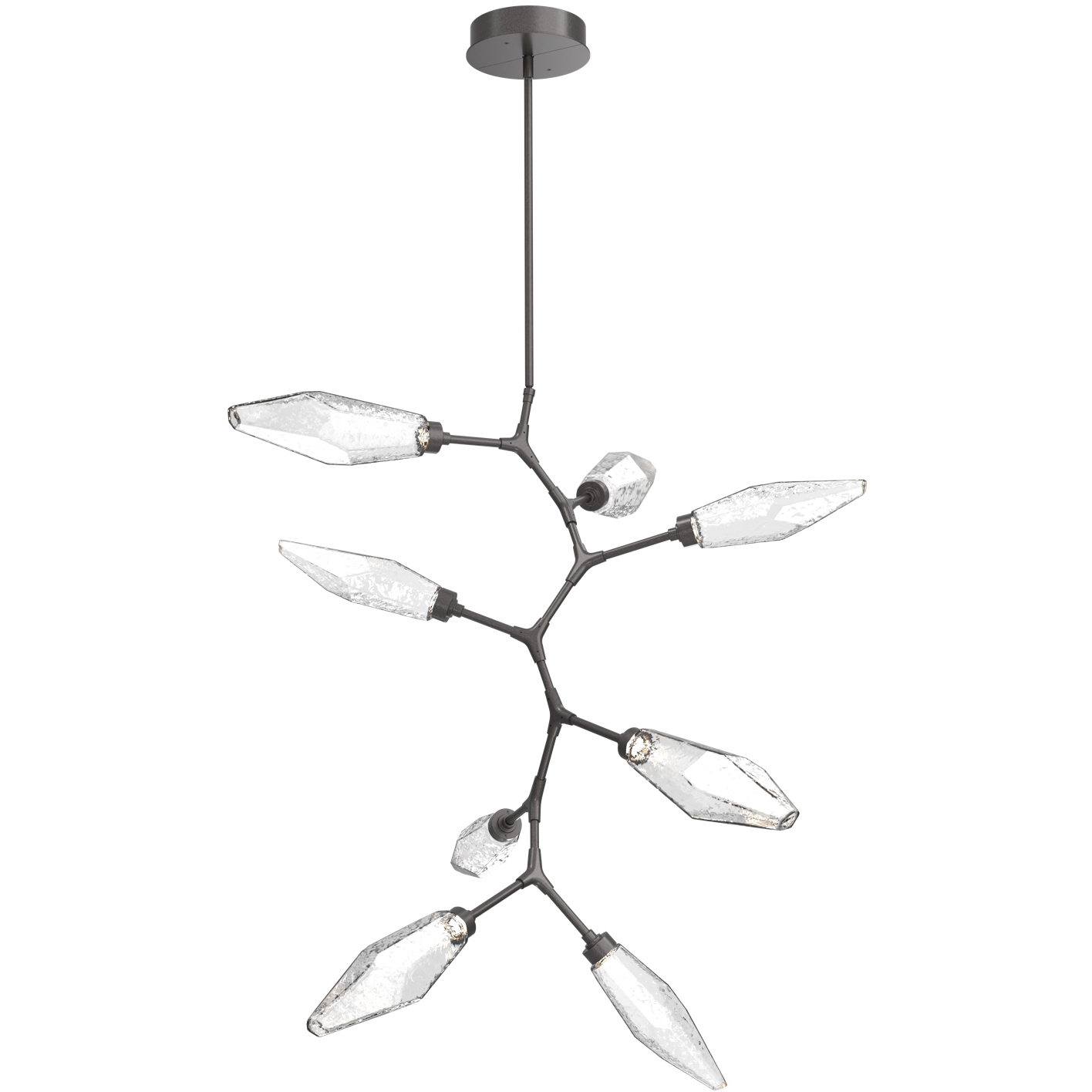 Rock Crystal LED 37.1 inch Graphite Chandelier Ceiling Light, Modern Vine