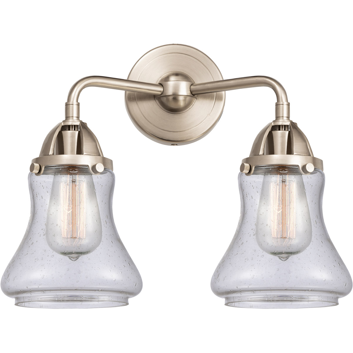 Nouveau 2 Bellmont LED 14 inch Brushed Satin Nickel Bath Vanity Light Wall Light in Seedy Glass