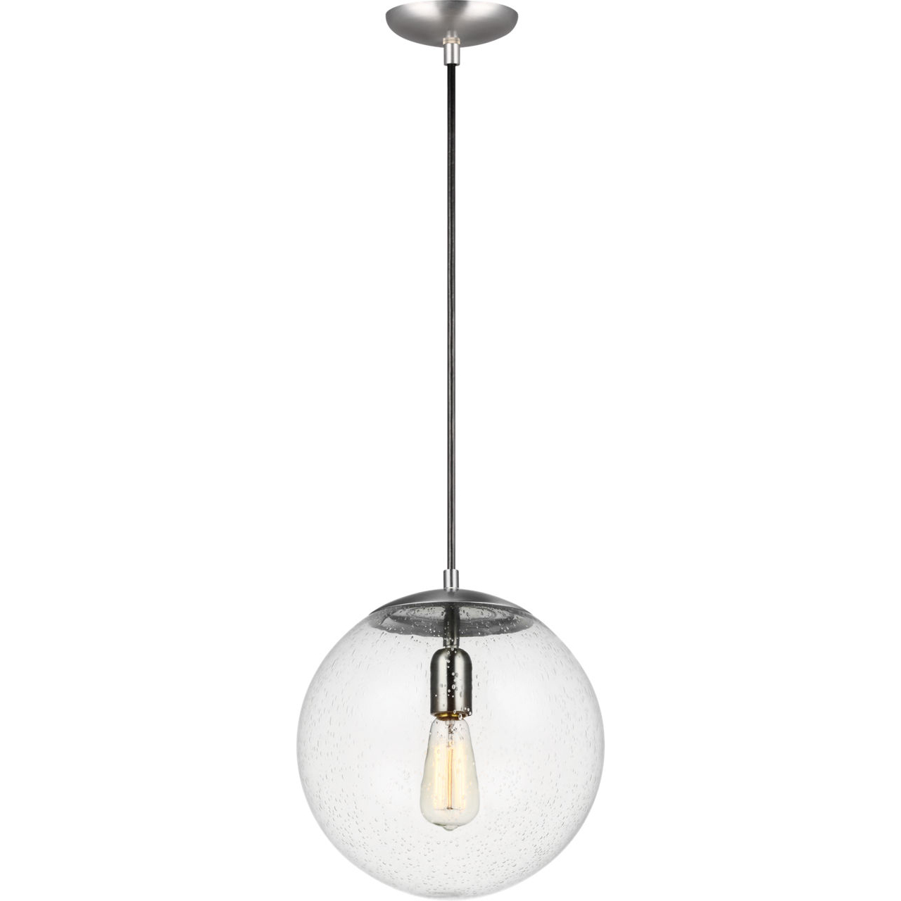Leo - Hanging Globe 1 Light 12 inch Satin Aluminum Pendant Ceiling Light