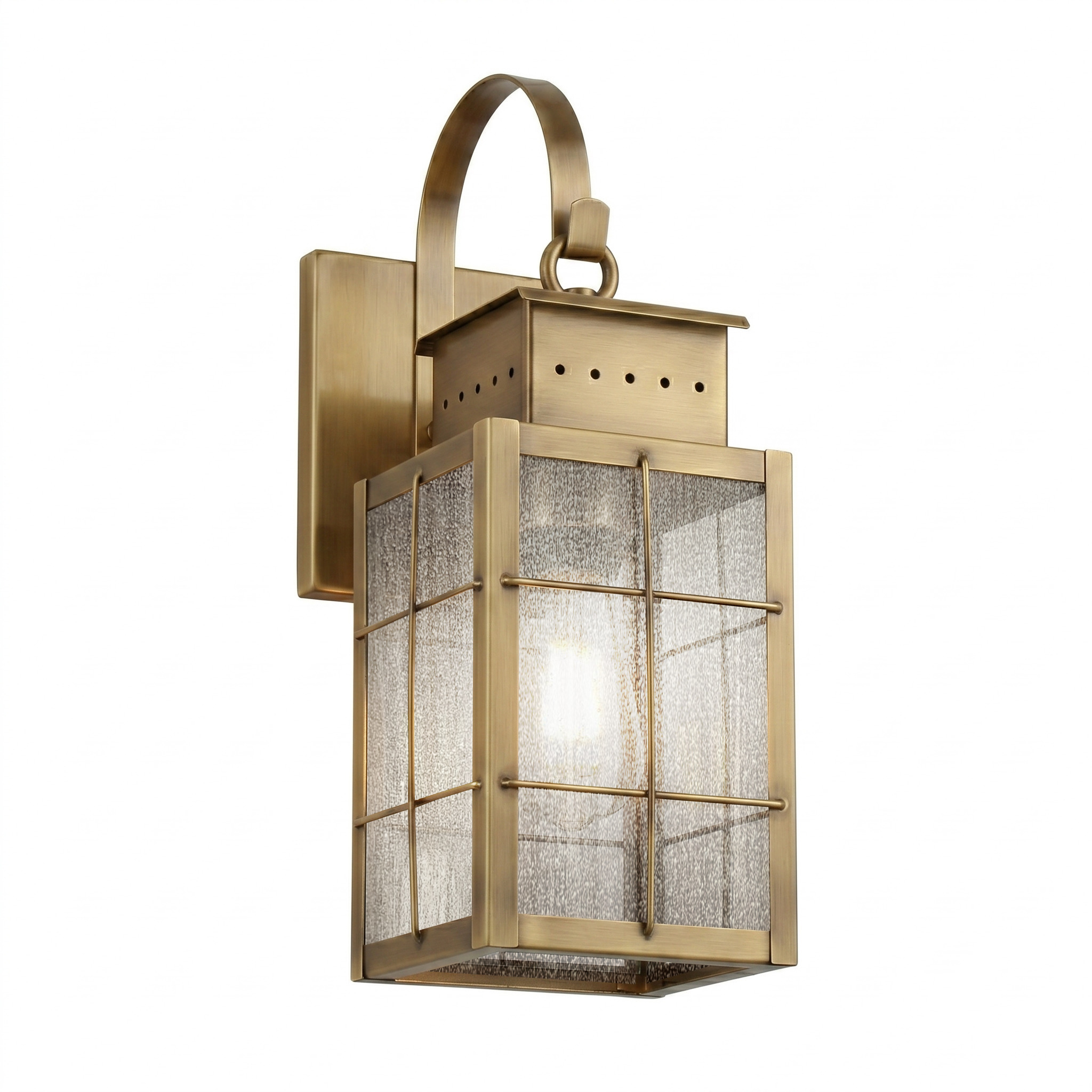 Norfield 1 Light 16 inch Antique Brass Outdoor Sconce in Seedy Glass, Brass Traditions by Innovations Lighting