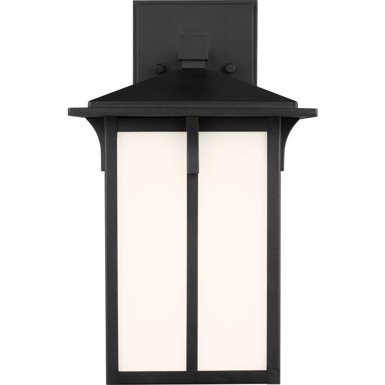 Tomek 1 Light 10.63 inch Black Outdoor Wall Lantern in Etched White Glass, Small