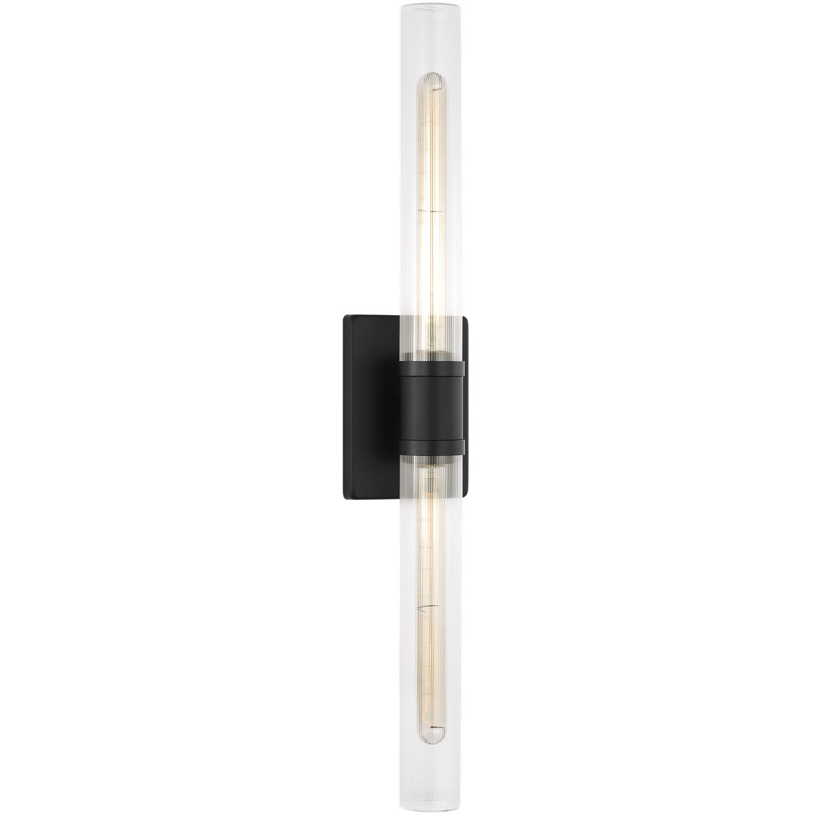 Keaton 2 Light 5 inch Midnight Black Bath Vanity Wall Light in Clear Fluted Glass