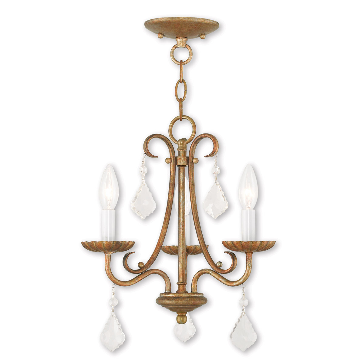 Daphne 3 Light 13.88 inch Antique Gold Leaf Mini Chandelier