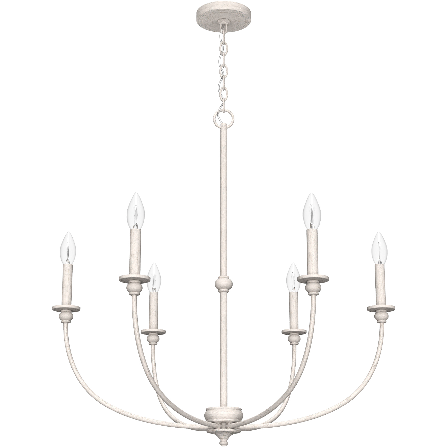 Southcrest 6 Light 30 inch Distressed White Chandelier Ceiling Light