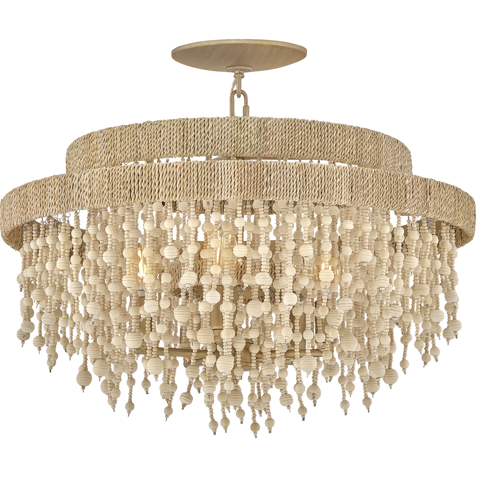 Freya 5 Light 22.25 inch Burnished Gold Semi-Flush Mount Ceiling Light