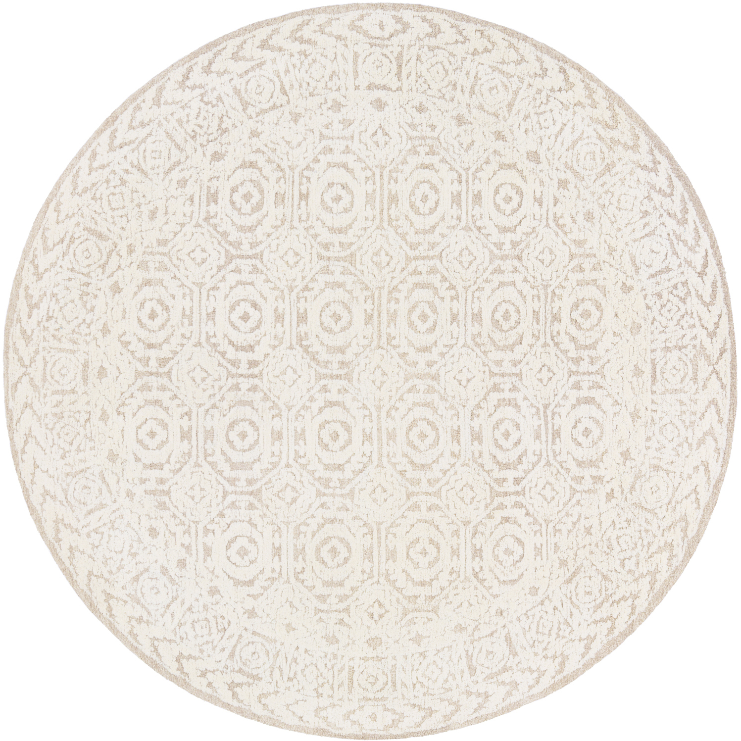 Louvre 96 X 96 inch Tan/Cream Handmade Rug in 8 Ft Round, Round