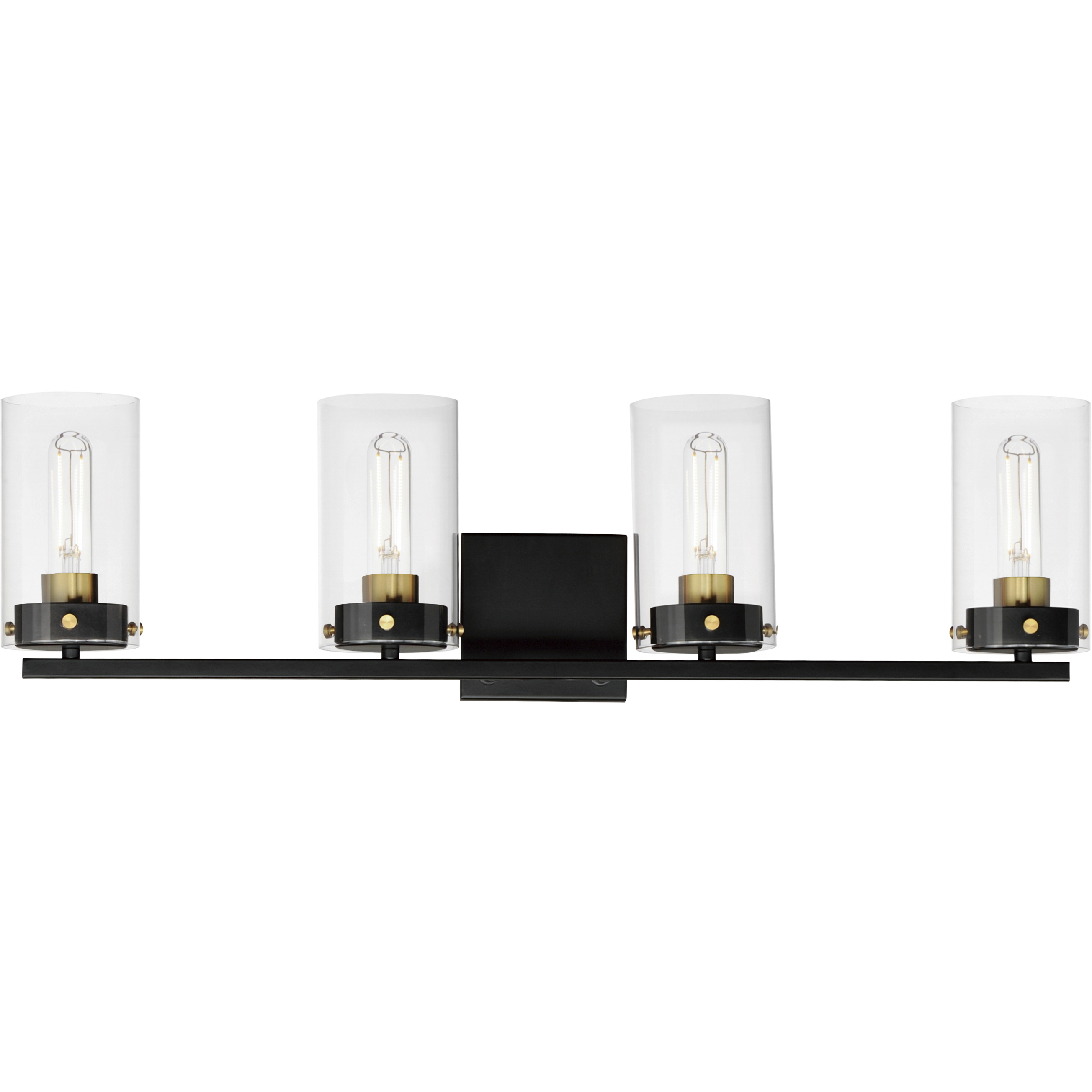 Pinn 4 Light 30 inch Black and Satin Brass Bath Vanity Wall Light