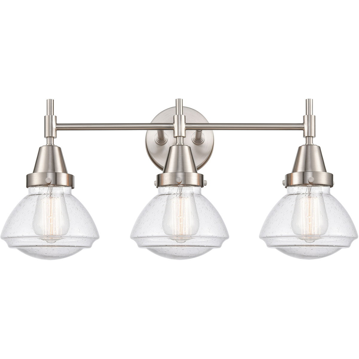Caden LED 25 inch Satin Nickel Bath Vanity Light Wall Light in Seedy Glass