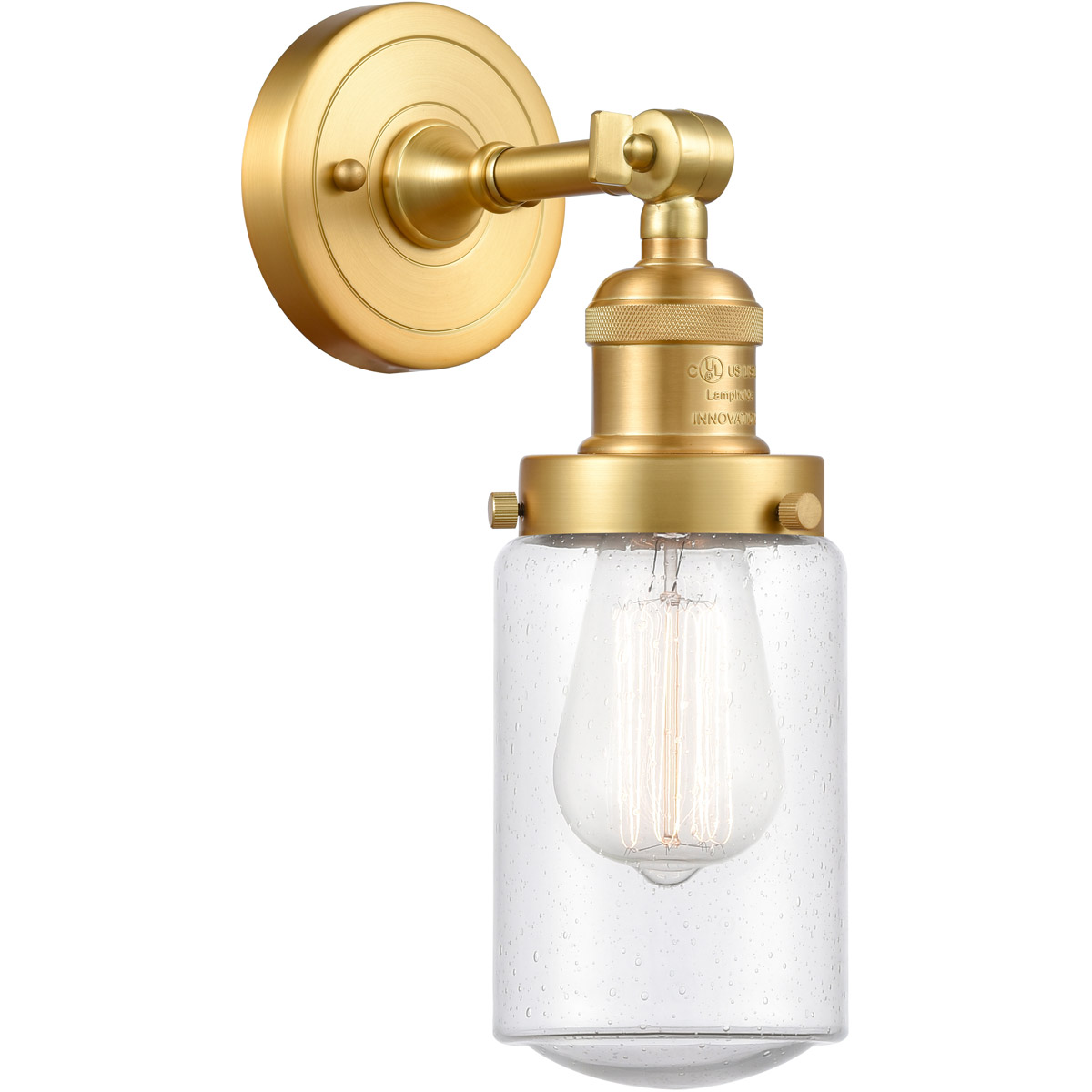 Franklin Restoration Dover 1 Light 5 inch Satin Gold Sconce Wall Light in Seedy Glass, Franklin Restoration