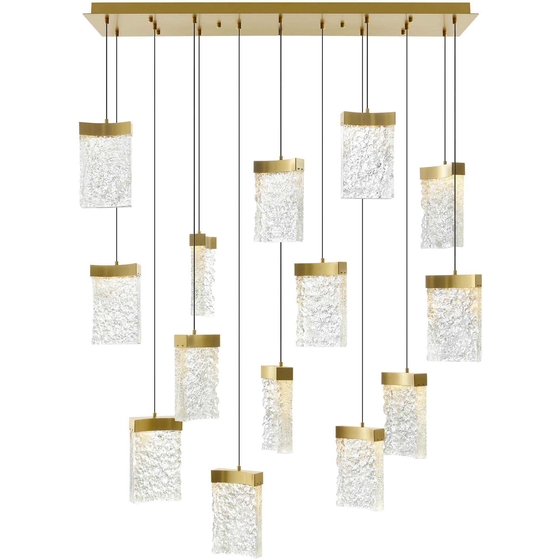 Lava LED 48 inch Brass Chandelier Ceiling Light