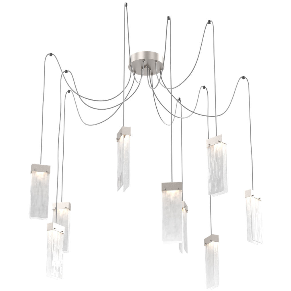 Parallel LED 13.3 inch Metallic Beige Silver Swag Multi-Pendant Ceiling Light in Clear Granite, 2700K LED