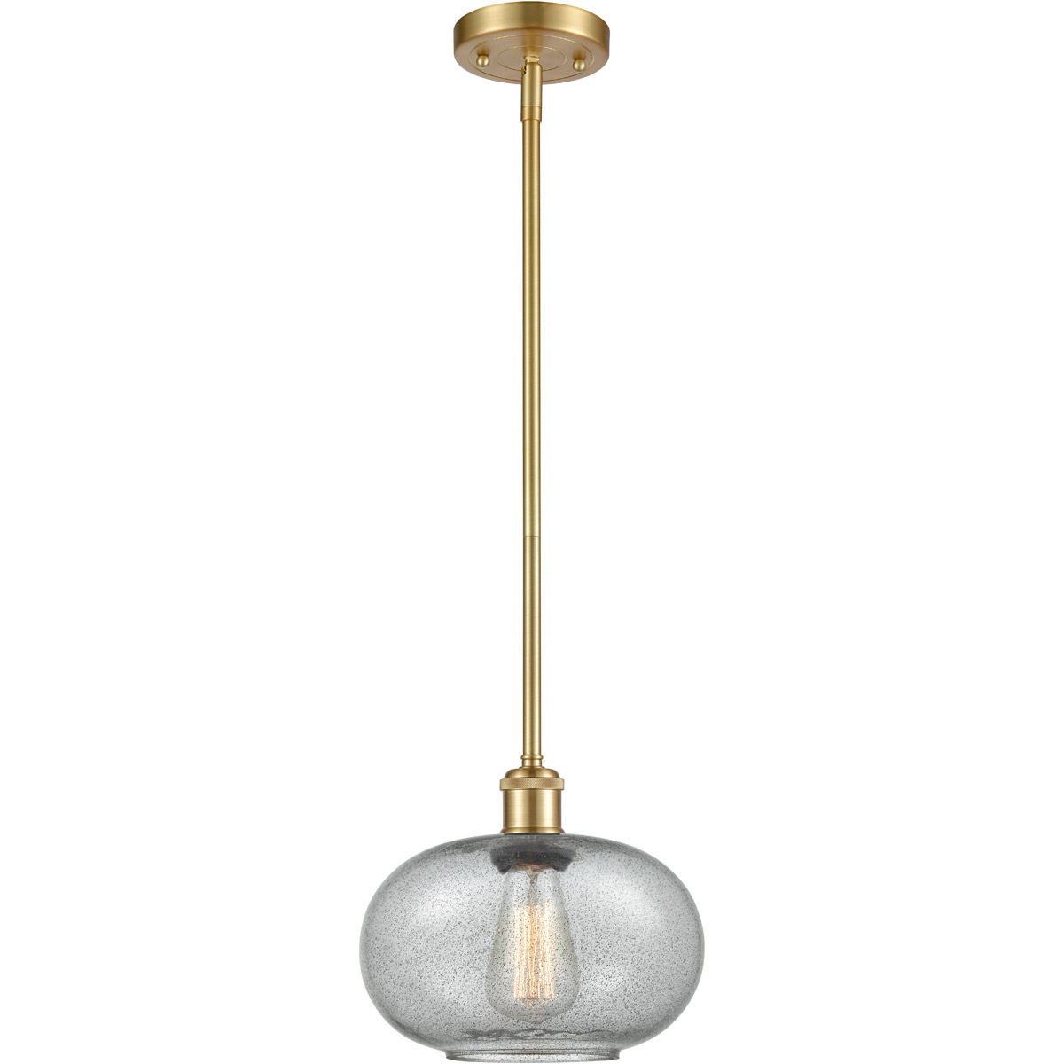 Ballston Gorham LED 9.5 inch Satin Gold Pendant Ceiling Light in Charcoal Glass, Ballston