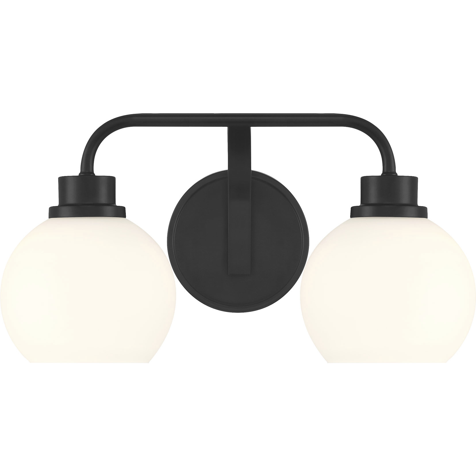Contemporary 2 Light 16 inch Matte Black Bathroom Vanity Light Wall Light