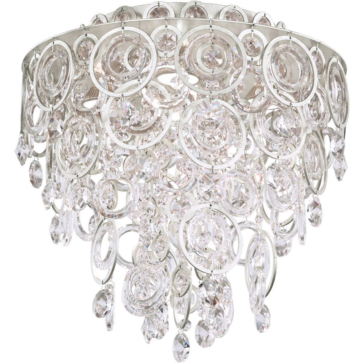 Circulus 4 Light Antique Silver Flush Mount Ceiling Light in Optic