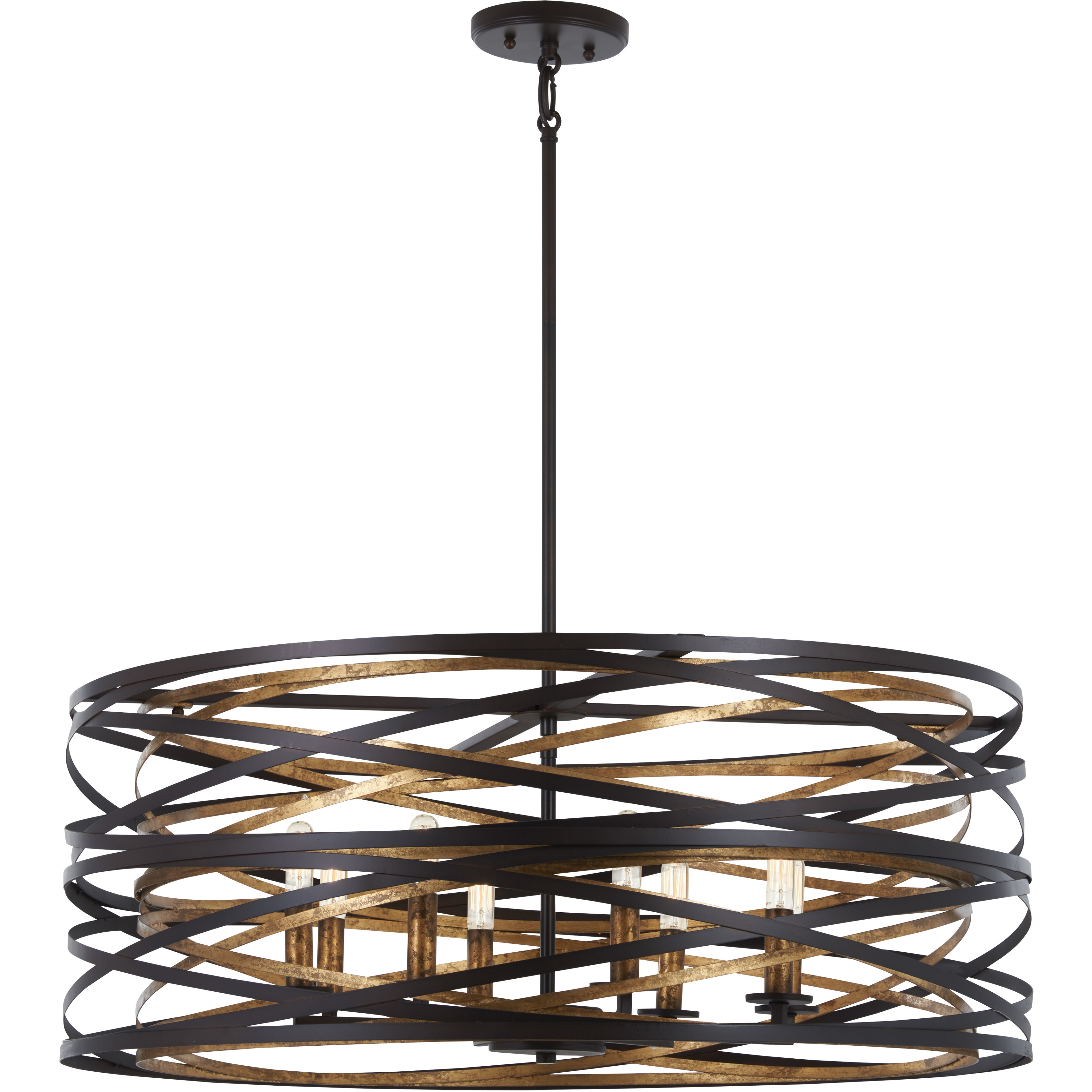 Vortic Flow 8 Light 30 inch Dark Bronze/Mosaic Gold Pendant Ceiling Light