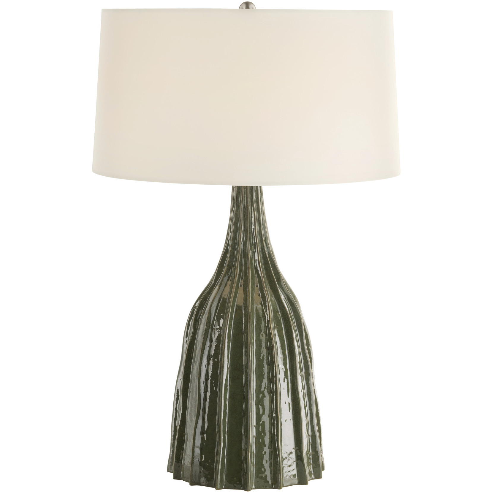 Nyla 26.5 inch 150 watt Dark Green Reactive and Polished Nickel Table Lamp Portable Light