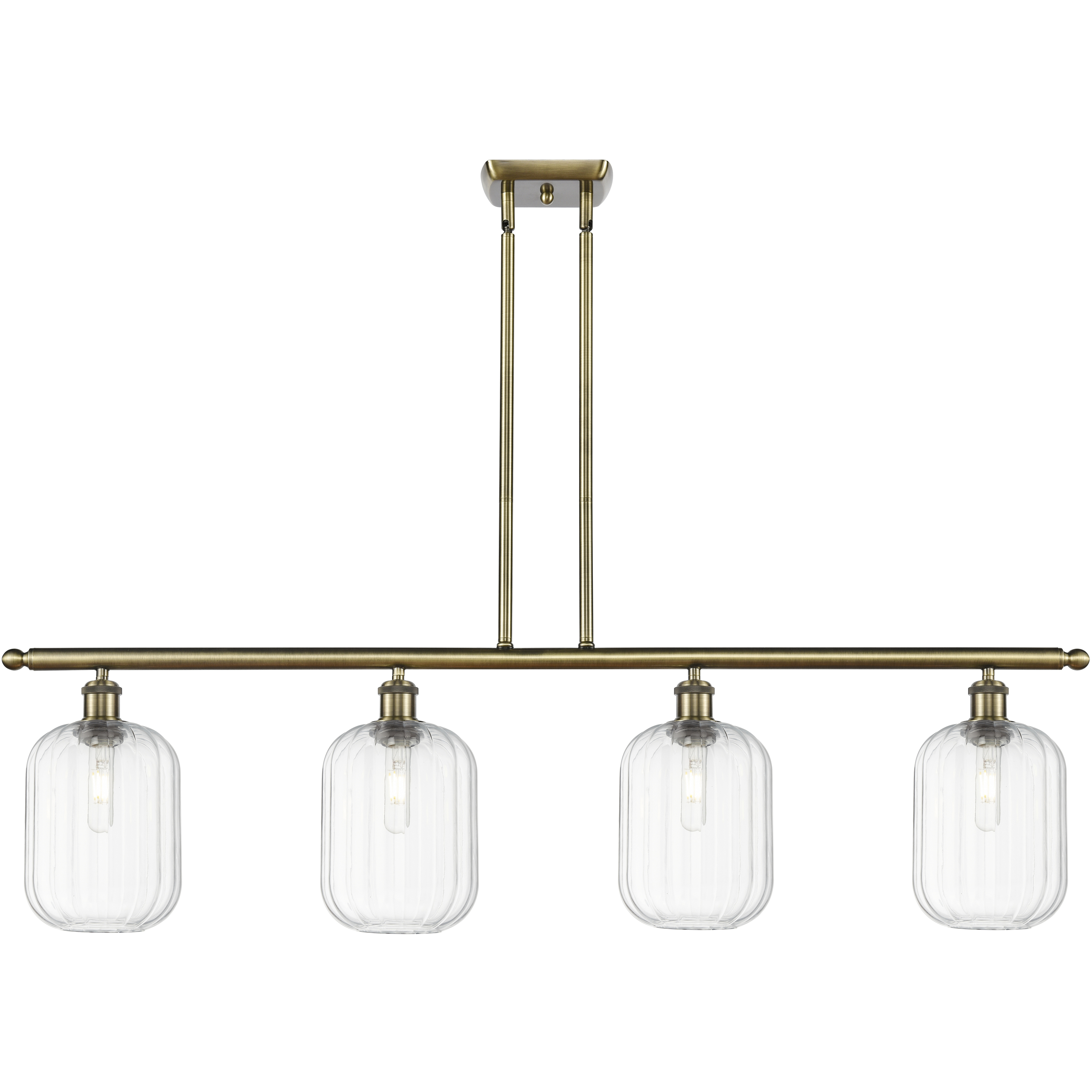 Ballston Preston Island Light Ceiling Light in Antique Brass, Clear