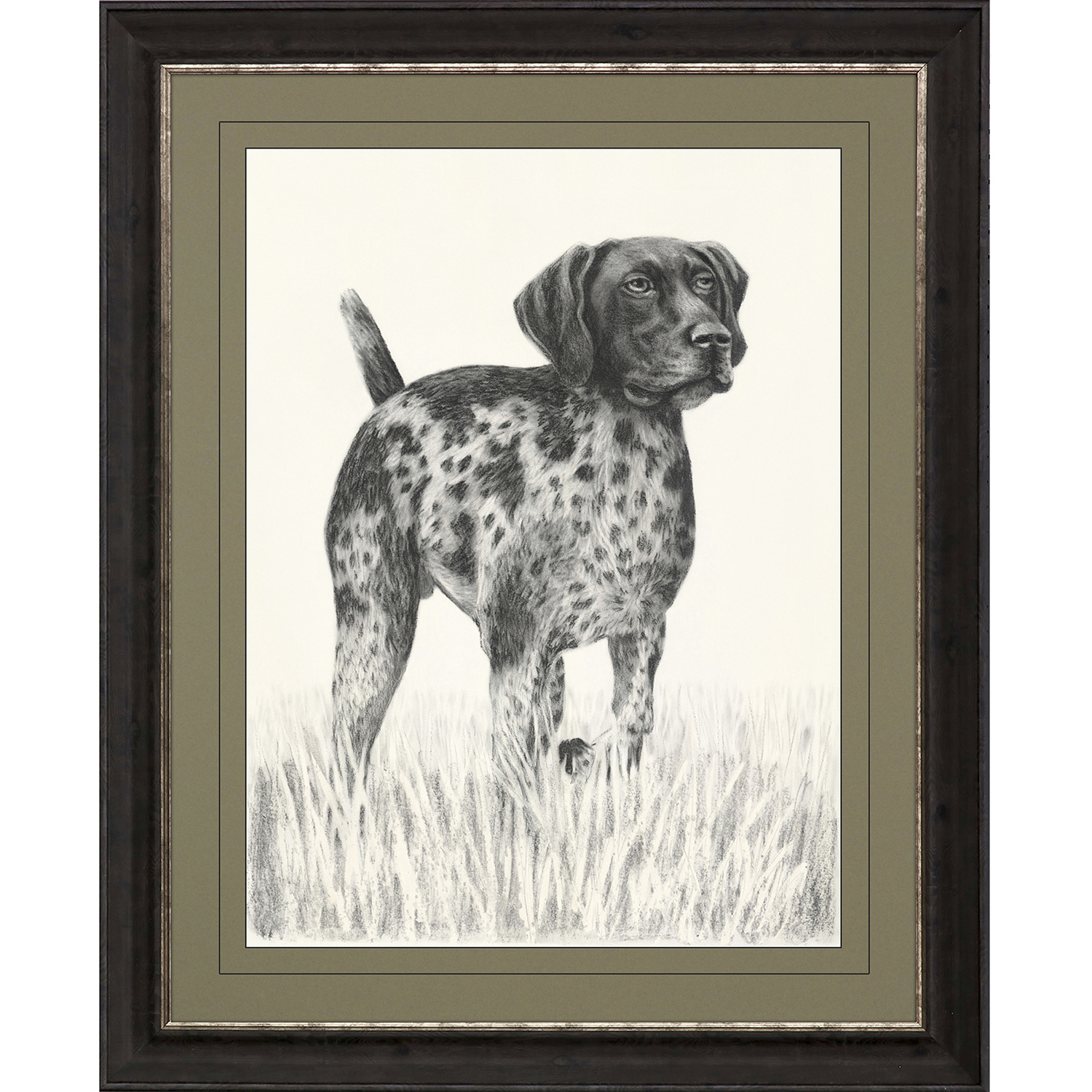Canine Gaze / Canine Watch Black and Beige and Neutral Framed Art