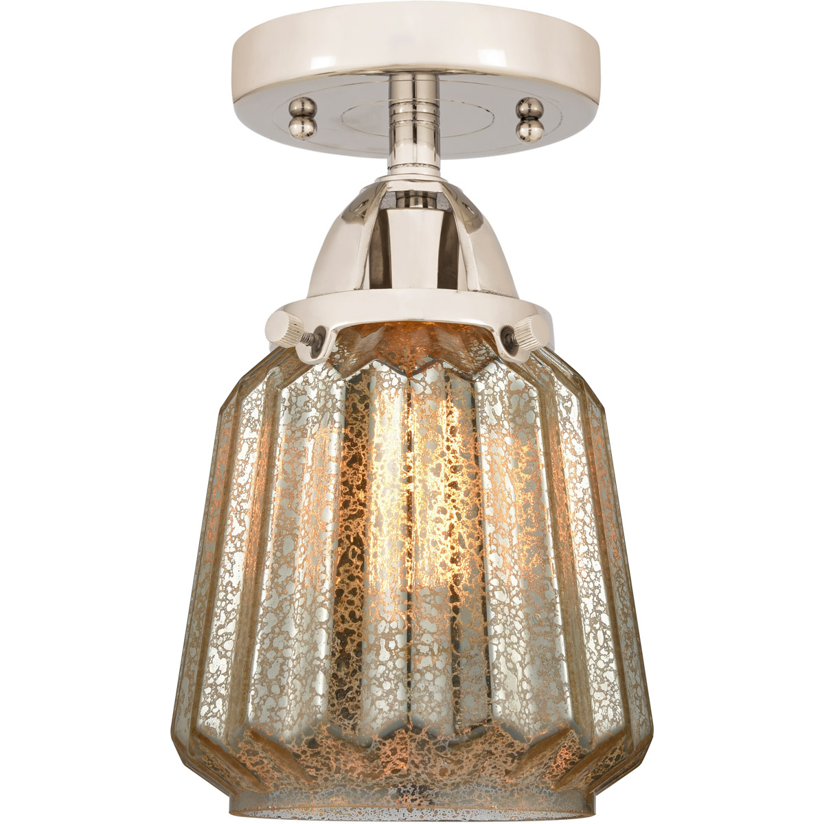 Nouveau 2 Chatham LED 6 inch Polished Nickel Semi-Flush Mount Ceiling Light in Mercury Glass