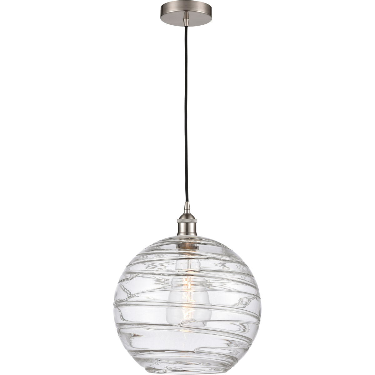 Edison Athens Deco Swirl 1 Light 12 inch Brushed Satin Nickel Mini Pendant Ceiling Light
