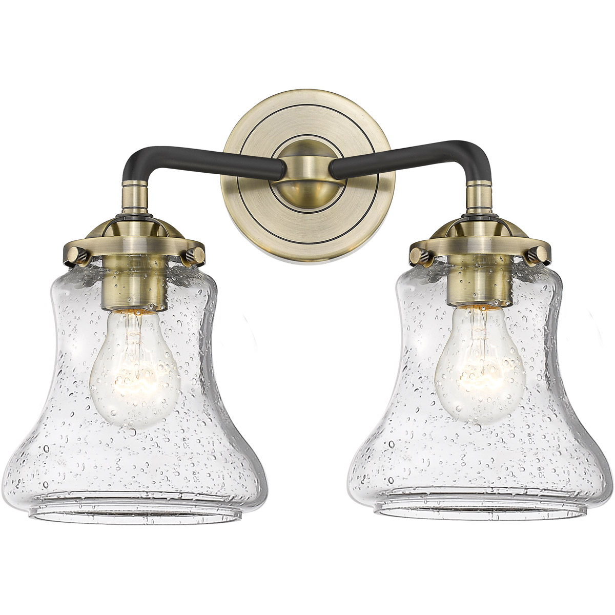 Nouveau Bellmont LED 14 inch Oil Rubbed Bronze Bath Vanity Light Wall Light in Seedy Glass, Nouveau