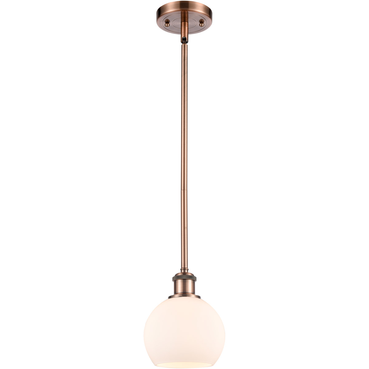 Ballston Athens LED 6 inch Antique Copper Mini Pendant Ceiling Light in Matte White Glass