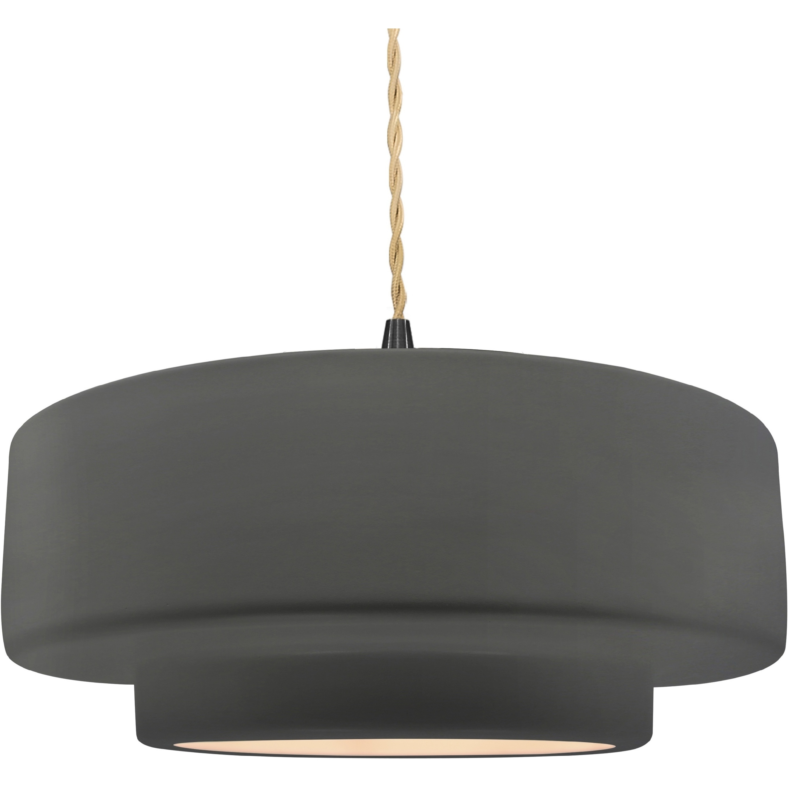 Radiance Collection - Tier Pendant Ceiling Light in Matte Black, Replaceable Bulb, Beige Twist Cord, Gloss Gray, 16.25W x 6H, Form+Finish+Function